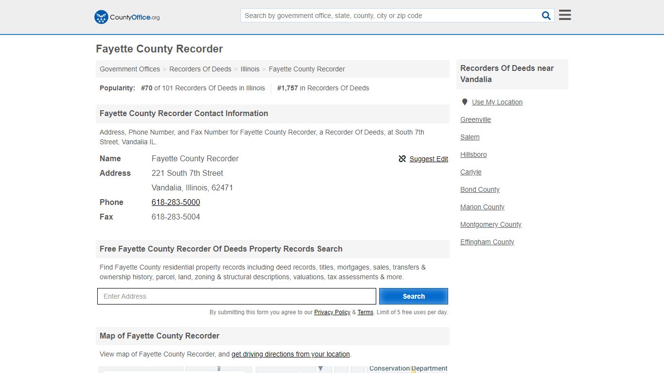 Fayette County Recorder - Vandalia, IL (Address, Phone ...